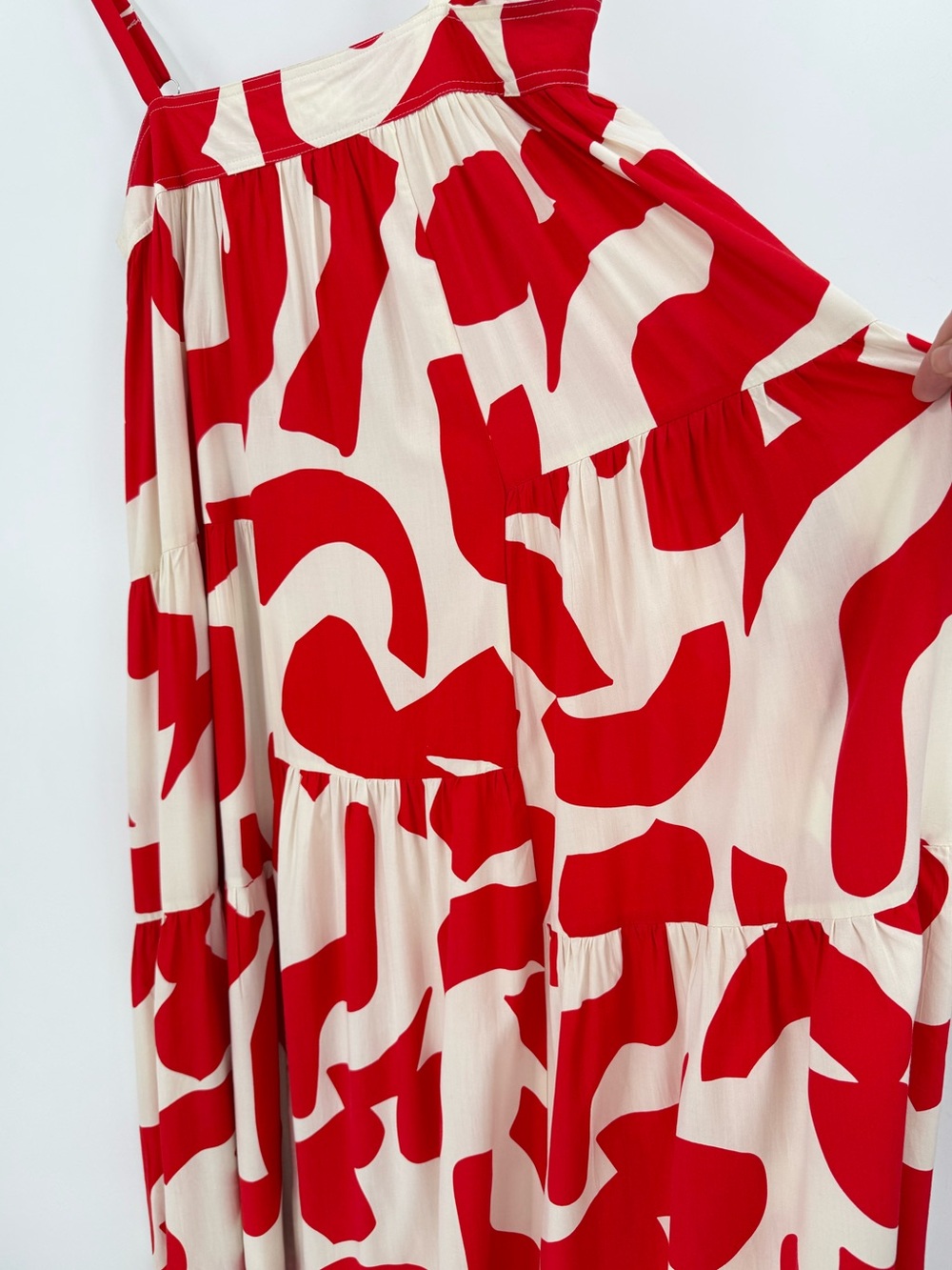 Anthropologie x Abel The Label Smock Dress Abstract Flowy Trapeze Summer Maxi L - Picture 12 of 16